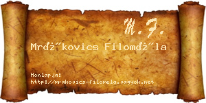 Mrákovics Filoméla névjegykártya
